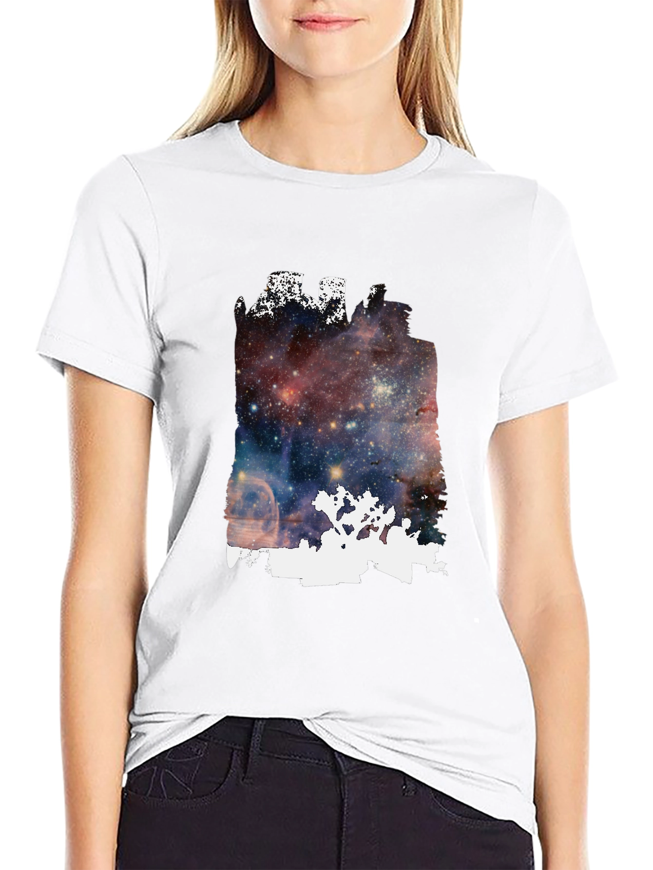 Galaxy Joshua Tree Graphic Tee - Black Cotton Blend