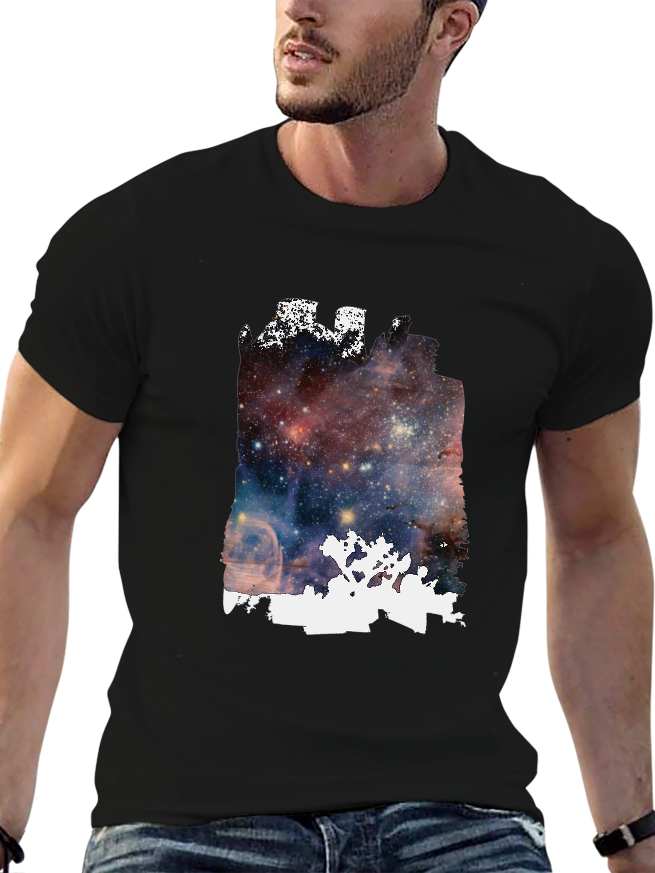 Galaxy Joshua Tree Graphic Tee - Black Cotton Blend