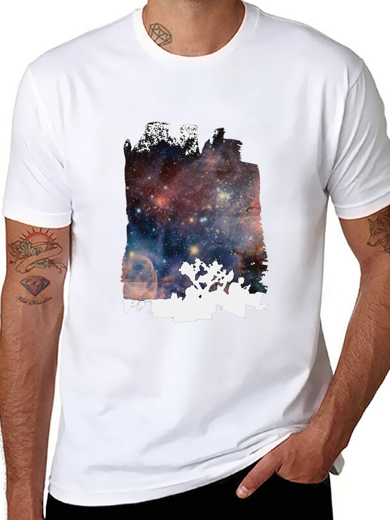Galaxy Joshua Tree Graphic Tee - Black Cotton Blend