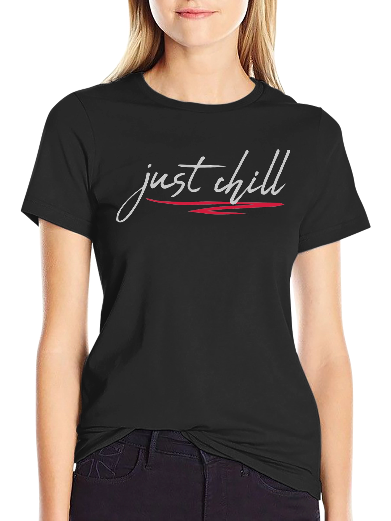 Just Chill Graphic Tee - Black Casual T-Shirt