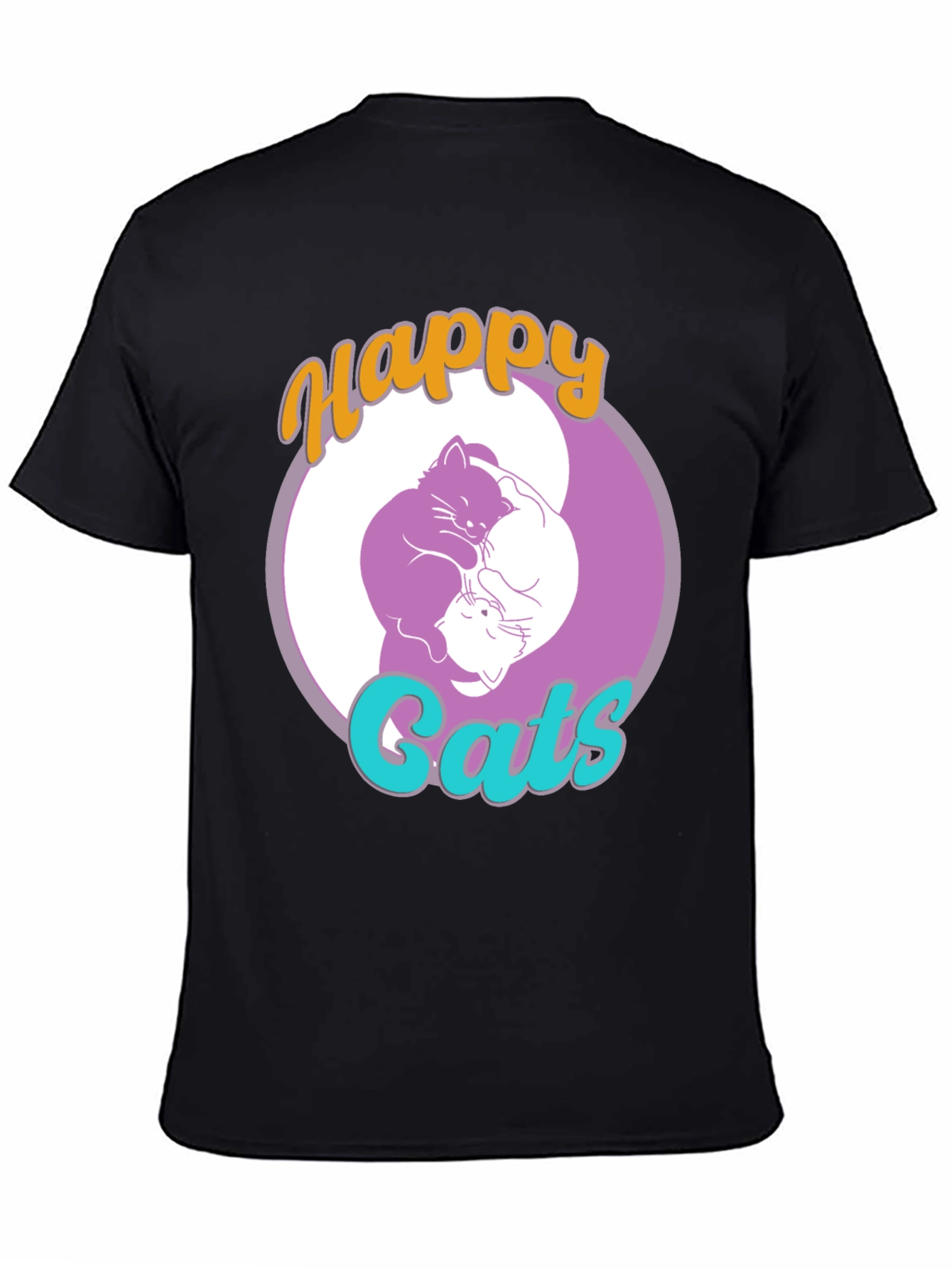 Happy Cats Yin Yang Graphic T-Shirt