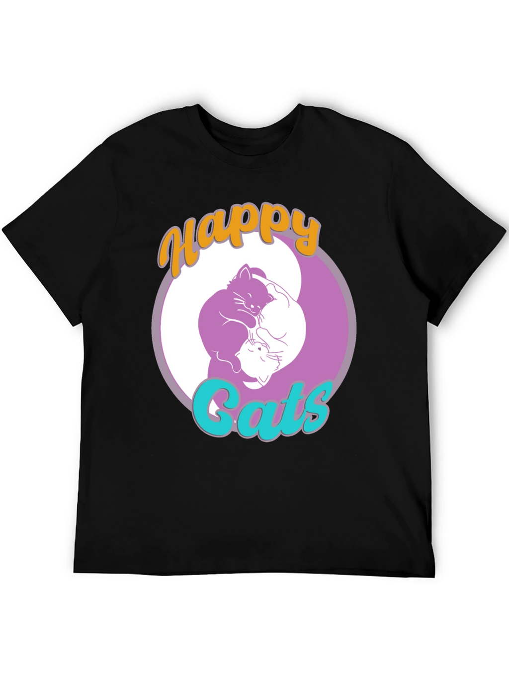 Happy Cats Yin Yang Graphic T-Shirt