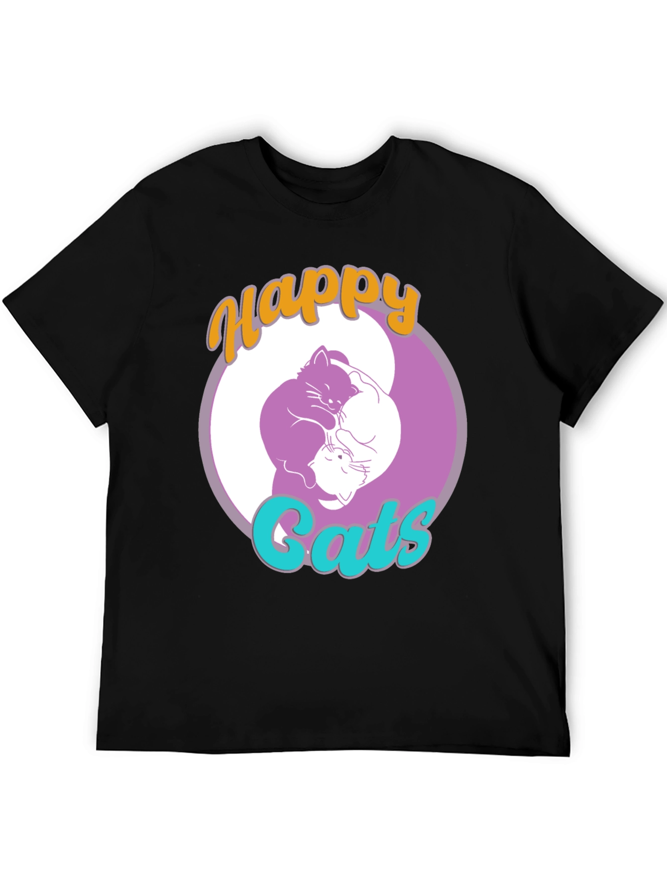 Happy Cats Yin Yang Graphic T-Shirt