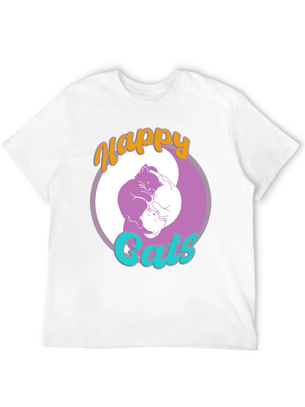 Happy Cats Yin Yang Graphic T-Shirt