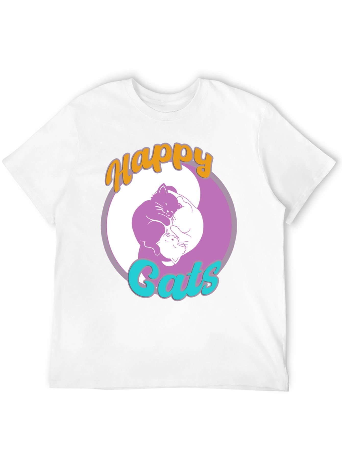 Happy Cats Yin Yang Graphic T-Shirt