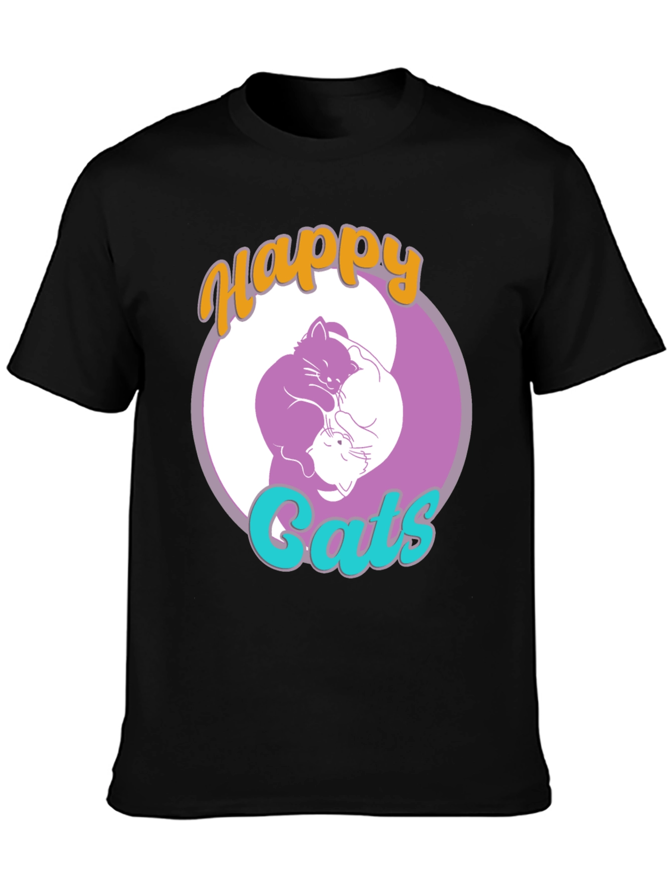 Happy Cats Yin Yang Graphic T-Shirt