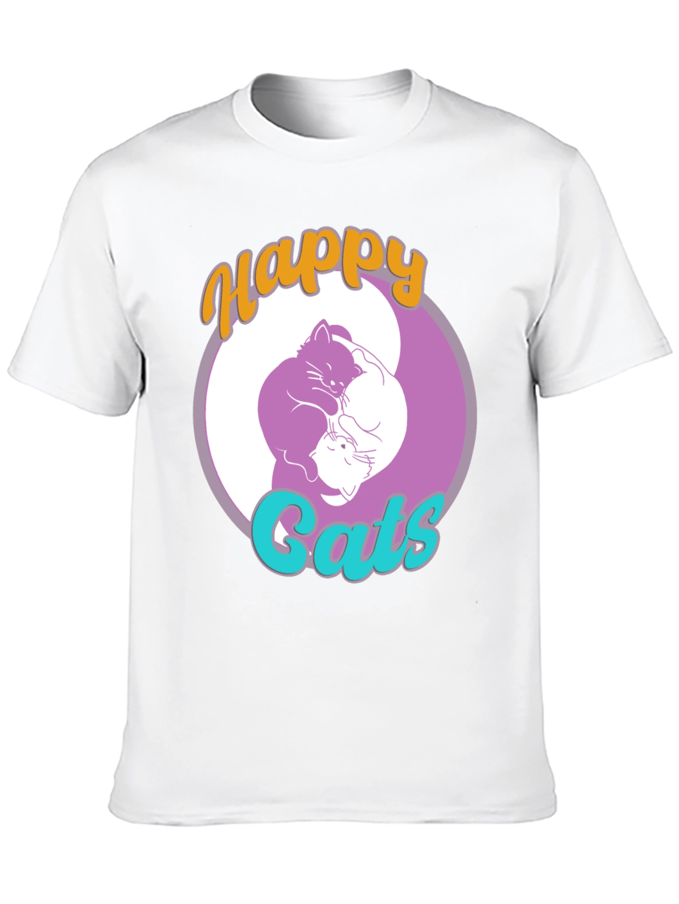 Happy Cats Yin Yang Graphic T-Shirt