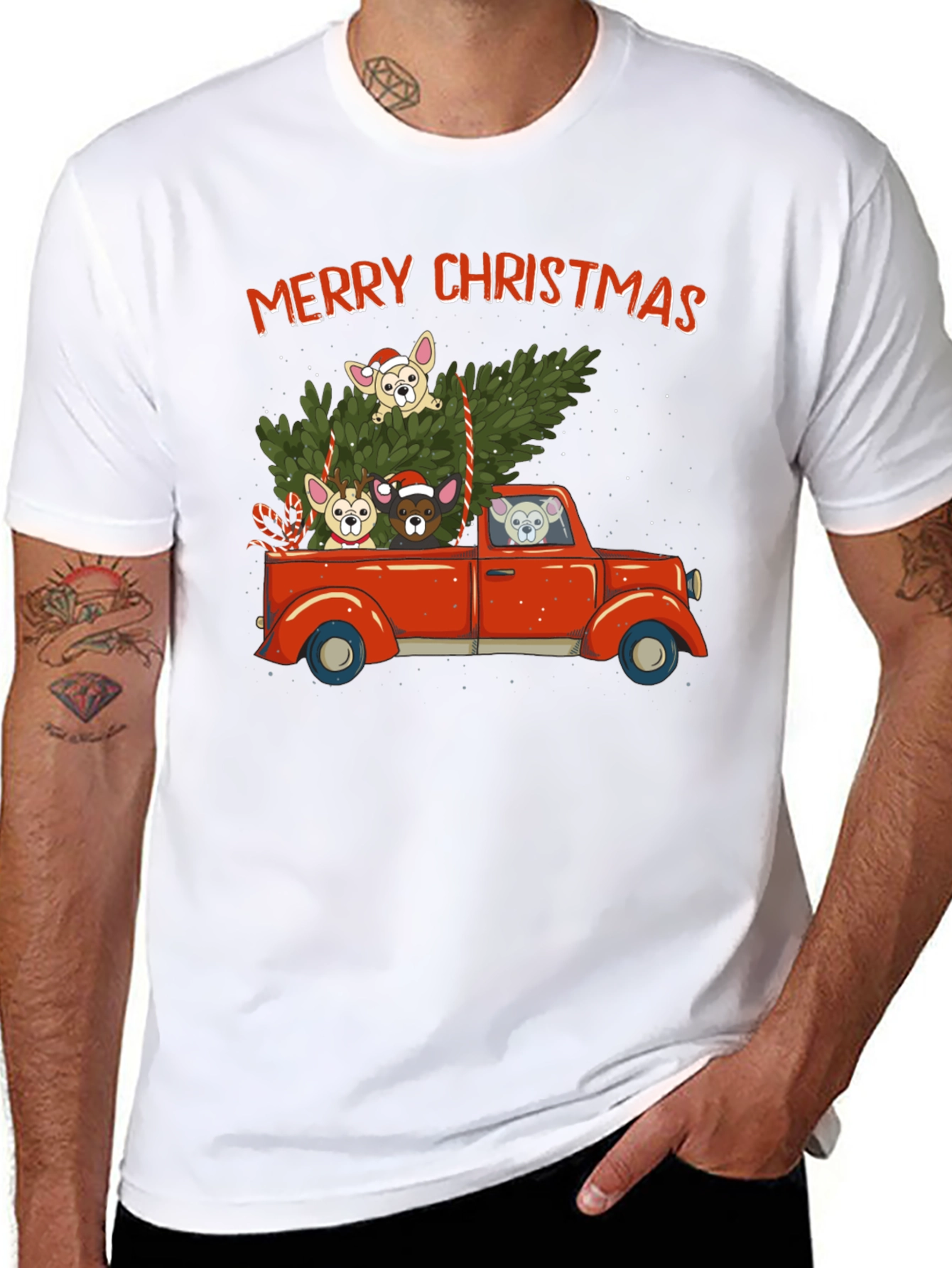 Merry Christmas Dog Truck T-Shirt