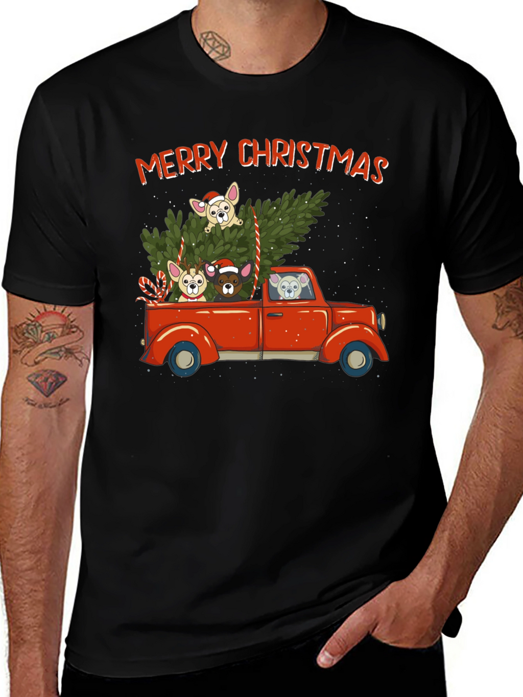 Merry Christmas Dog Truck T-Shirt