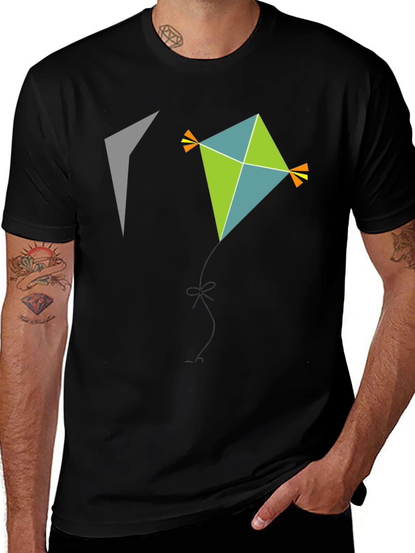 Kite Graphic Tee - Black Cotton Casual Wear