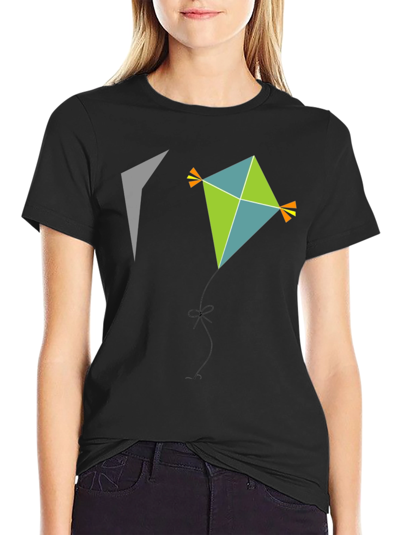 Kite Graphic Tee - Black Cotton Casual Wear
