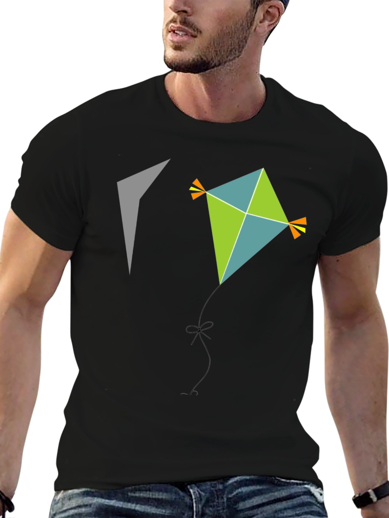 Kite Graphic Tee - Black Cotton Casual Wear