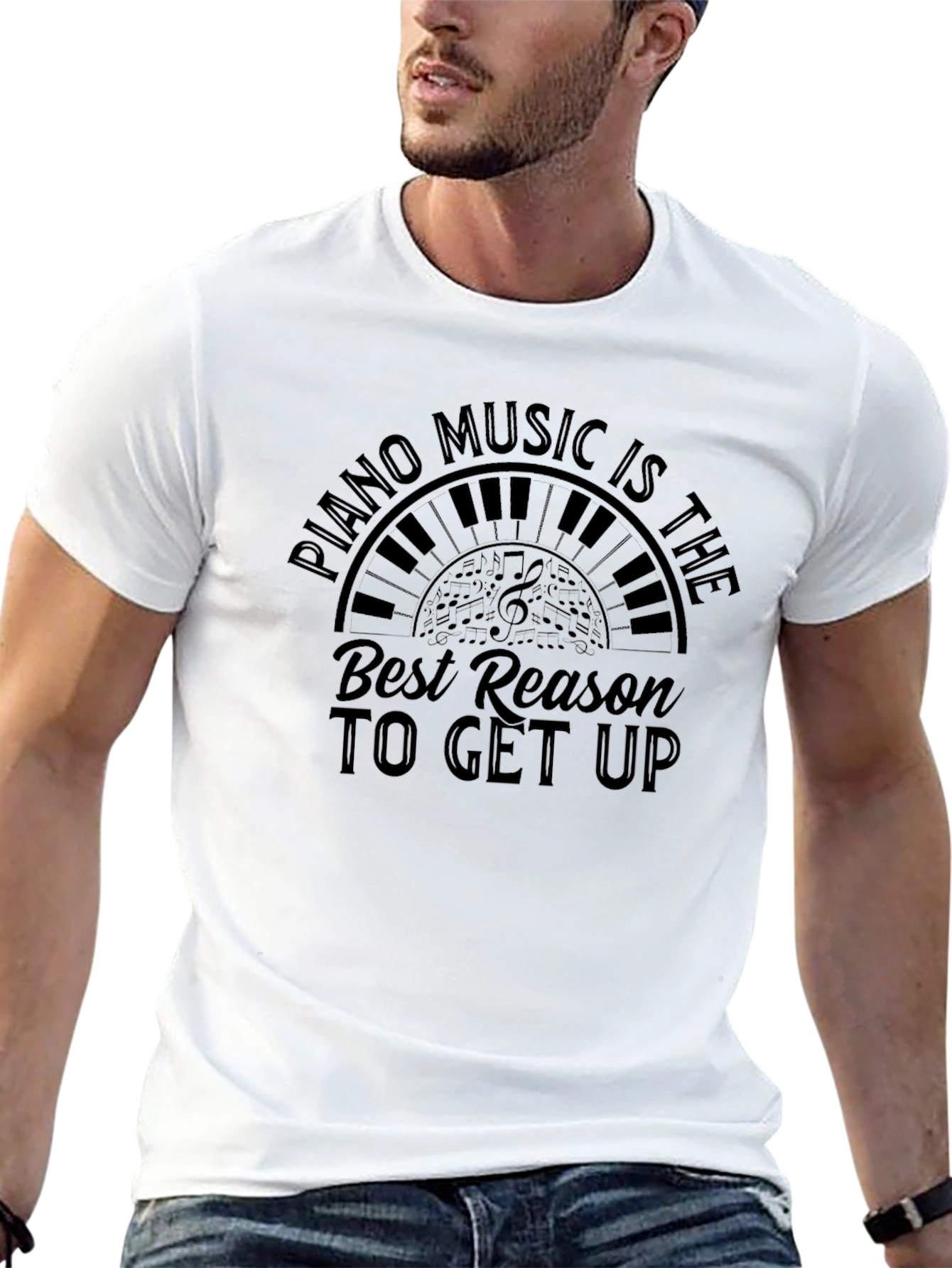 Piano Music T-Shirt - Best Reason to Get Up