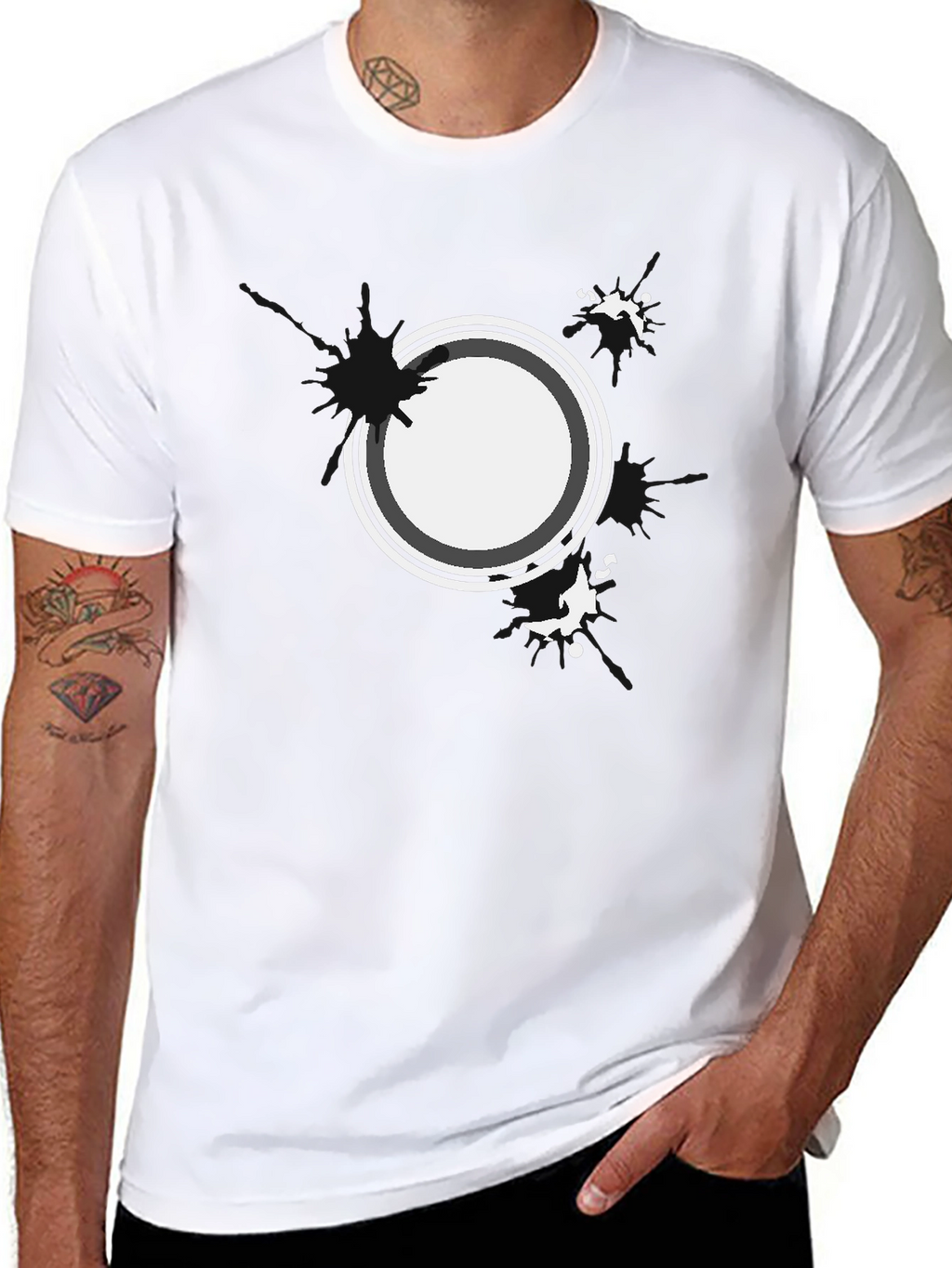 Abstract Circle Graphic Black T-Shirt