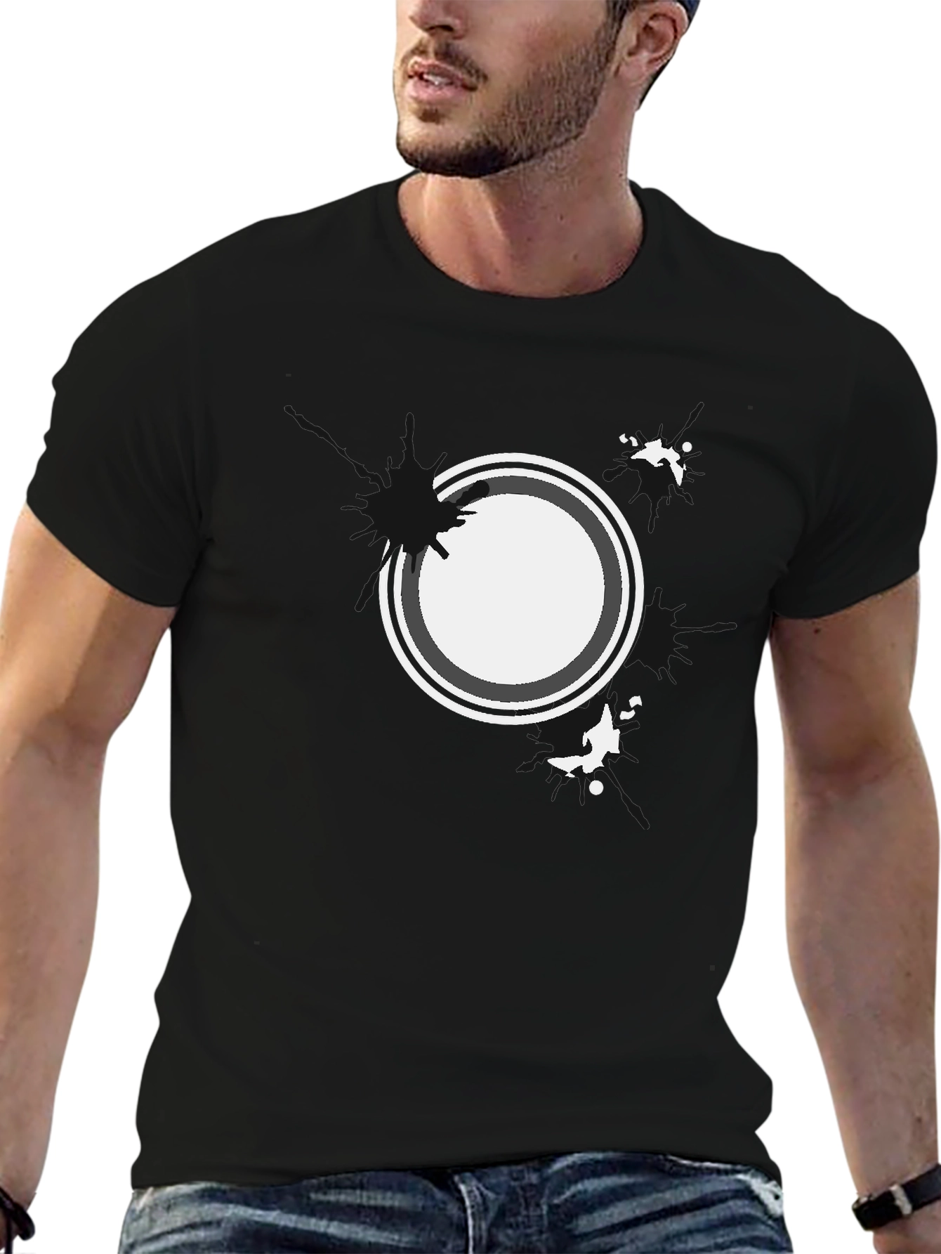 Abstract Circle Graphic Black T-Shirt