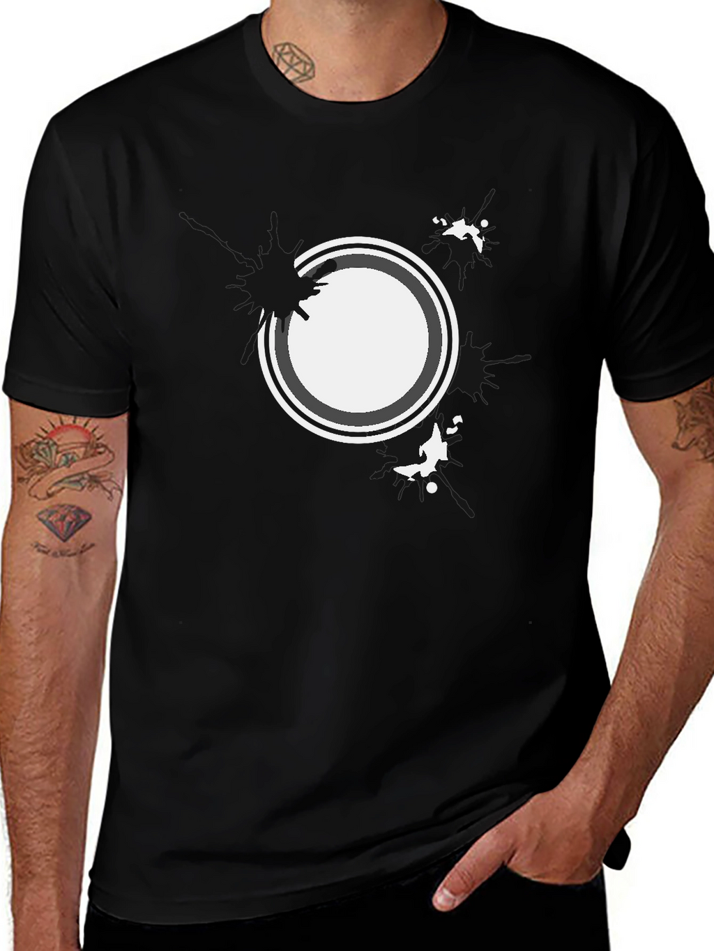 Abstract Circle Graphic Black T-Shirt