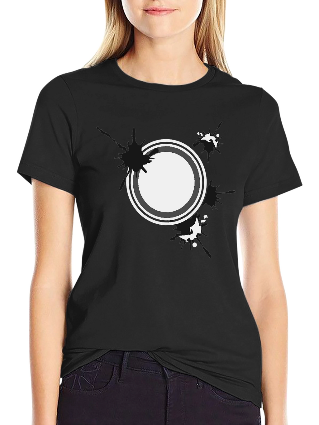 Abstract Circle Graphic Black T-Shirt