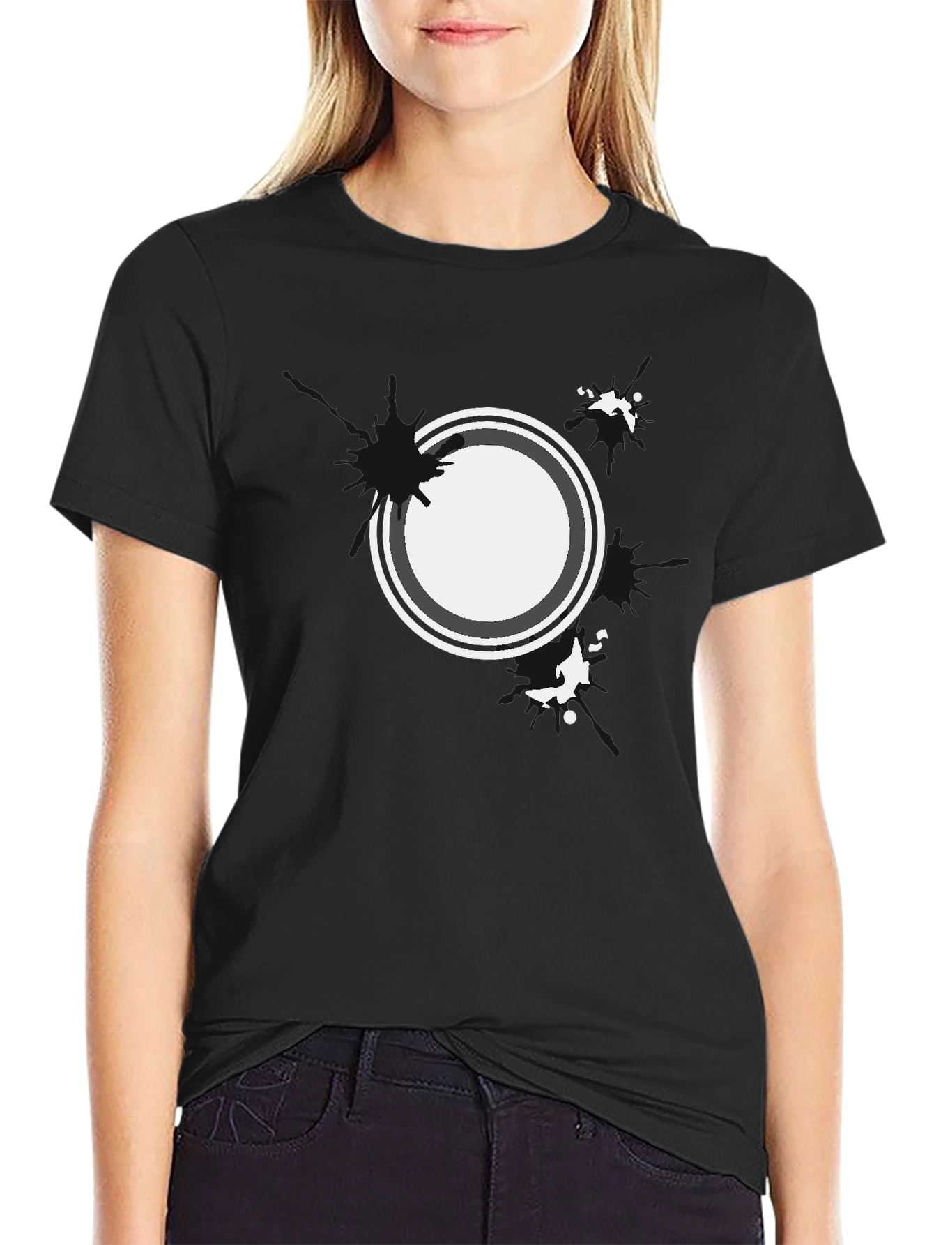 Abstract Circle Graphic Black T-Shirt