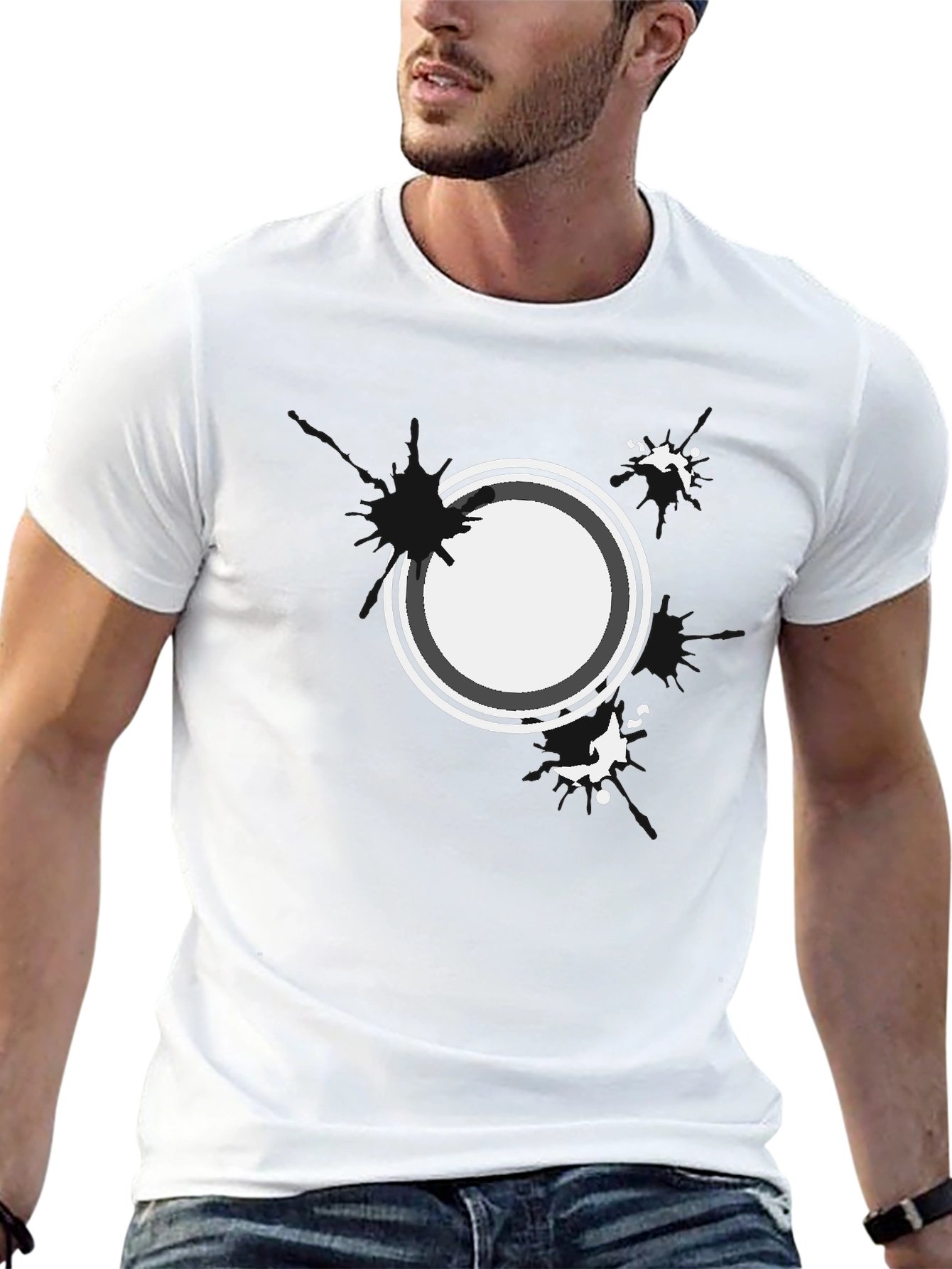Abstract Circle Graphic Black T-Shirt