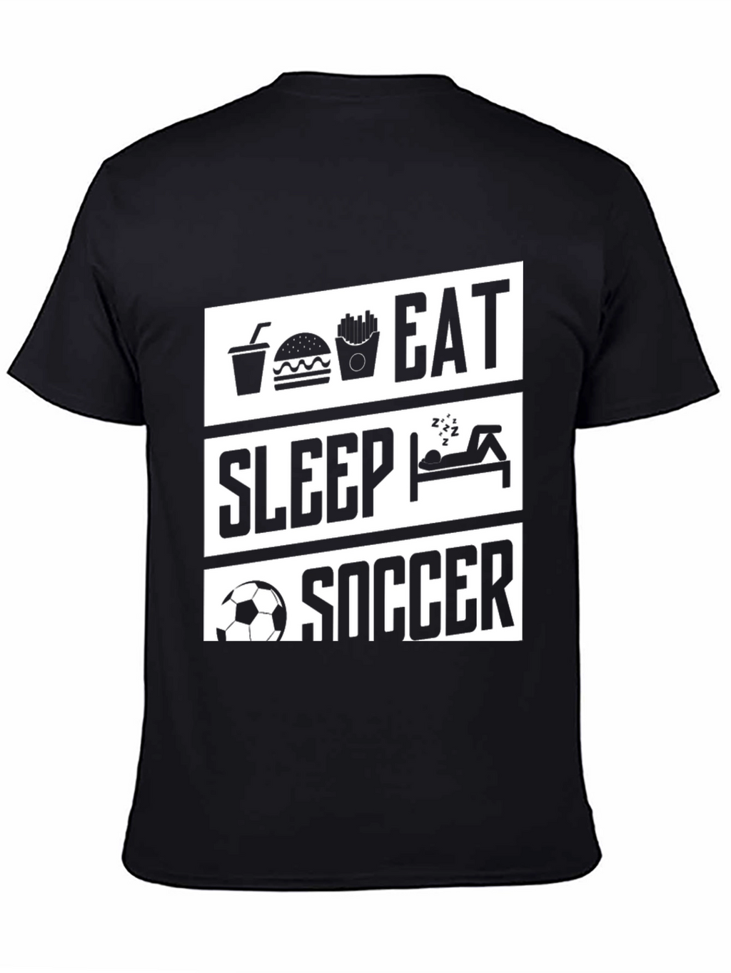Eat Sleep Soccer Black Graphic T-Shirt