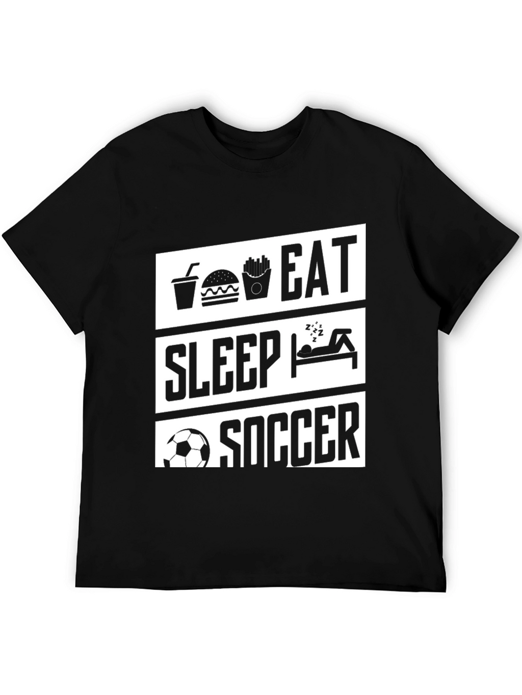 Eat Sleep Soccer Black Graphic T-Shirt