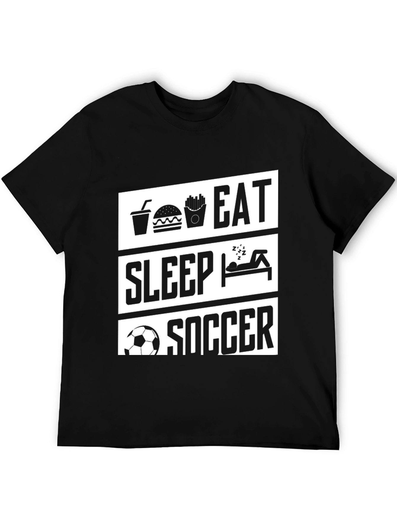 Eat Sleep Soccer Black Graphic T-Shirt