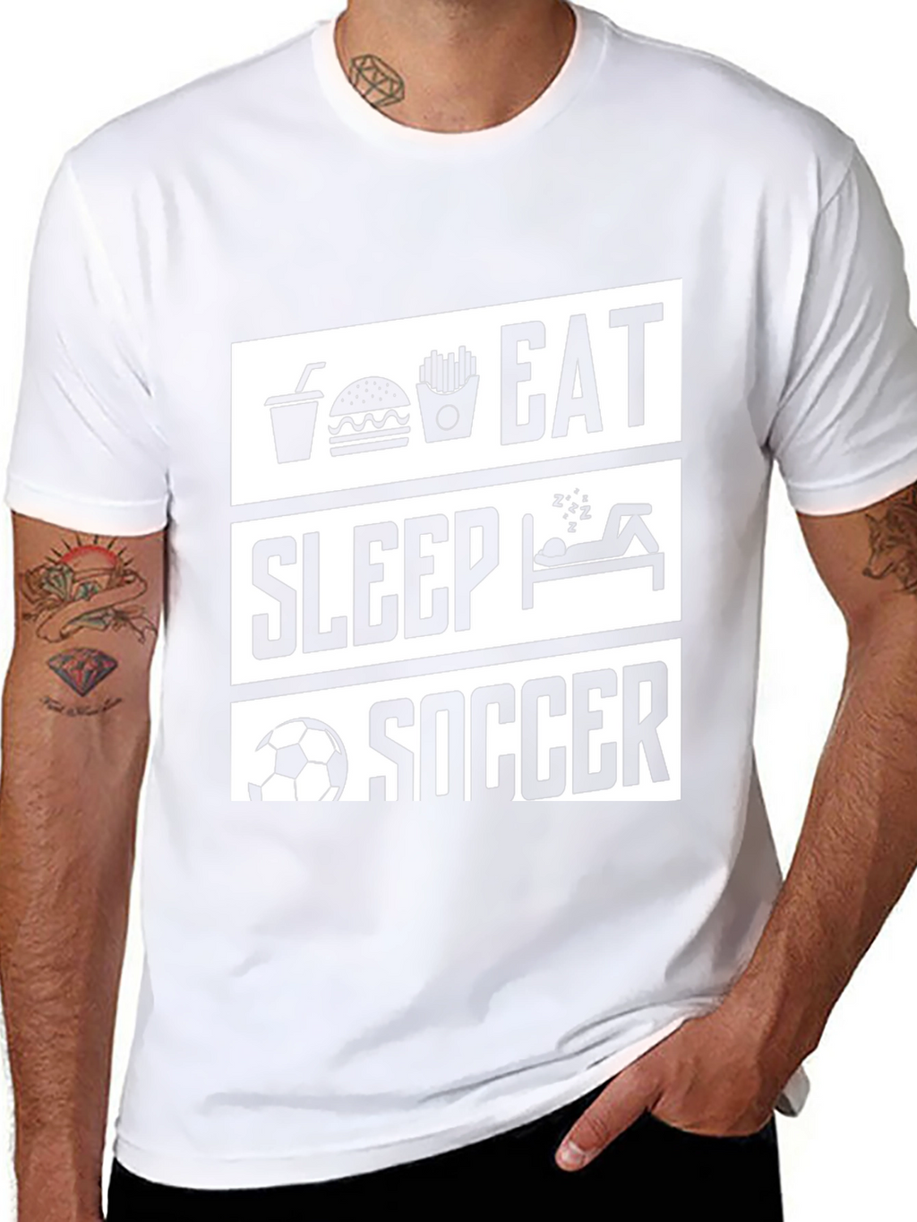 Eat Sleep Soccer Black Graphic T-Shirt