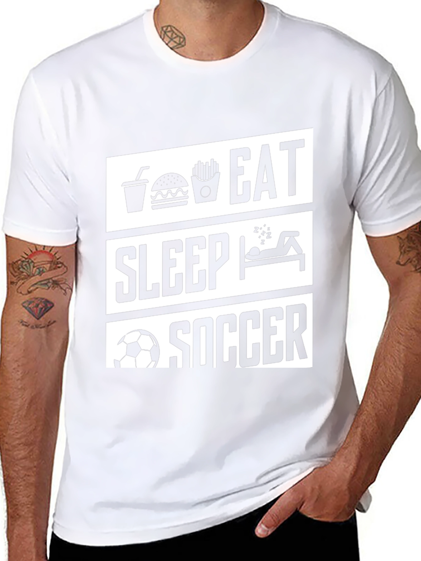 Eat Sleep Soccer Black Graphic T-Shirt