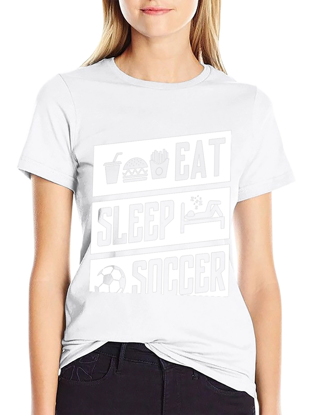 Eat Sleep Soccer Black Graphic T-Shirt