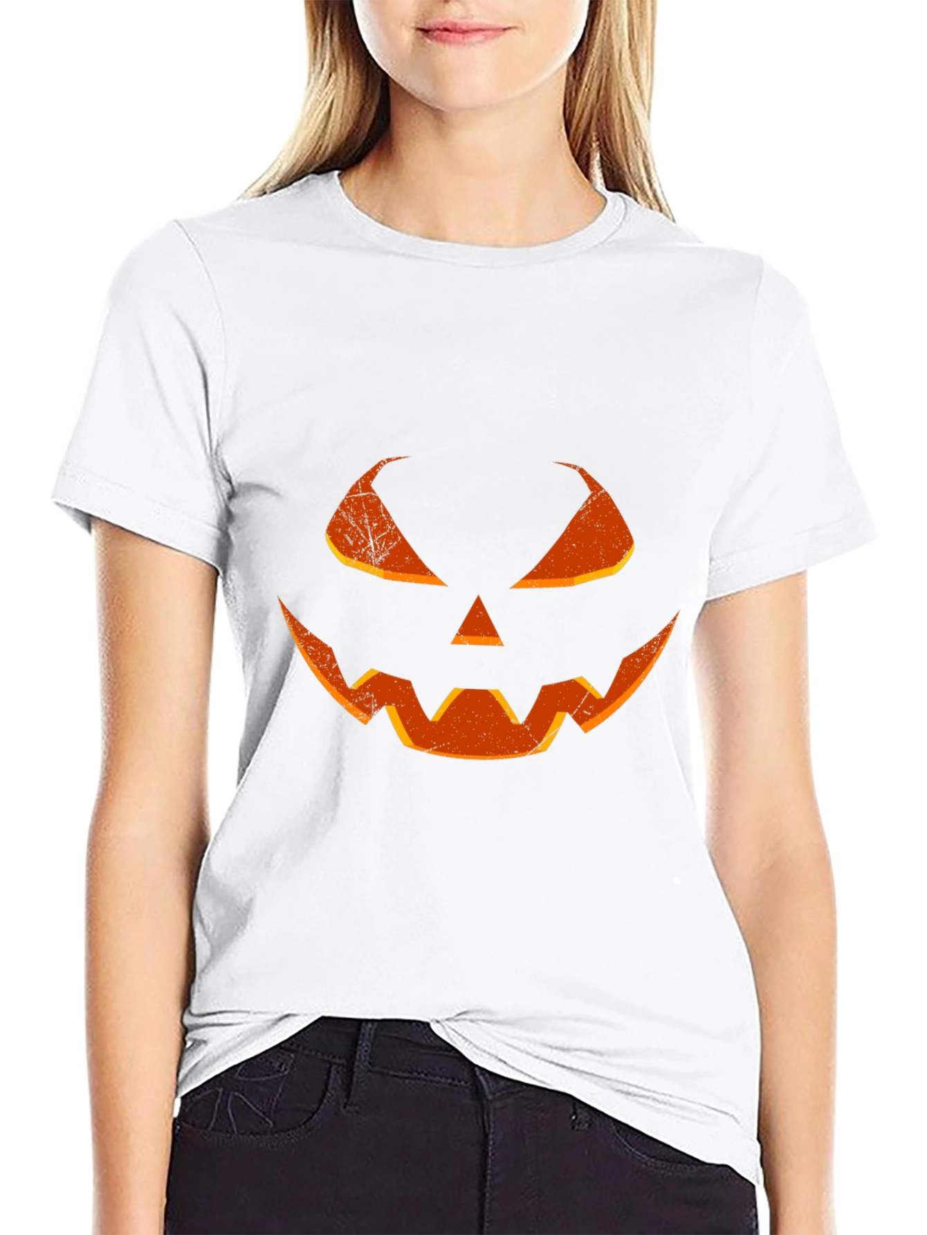 Halloween Pumpkin Face T-Shirt - Mens Black Tee