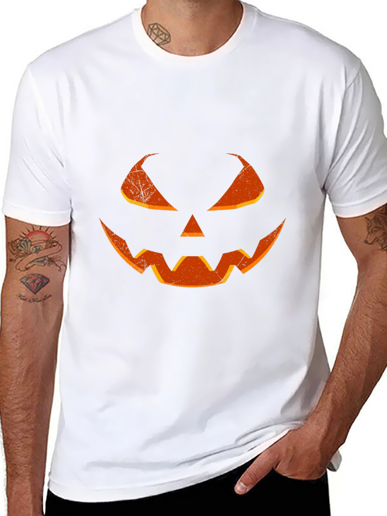 Halloween Pumpkin Face T-Shirt - Mens Black Tee