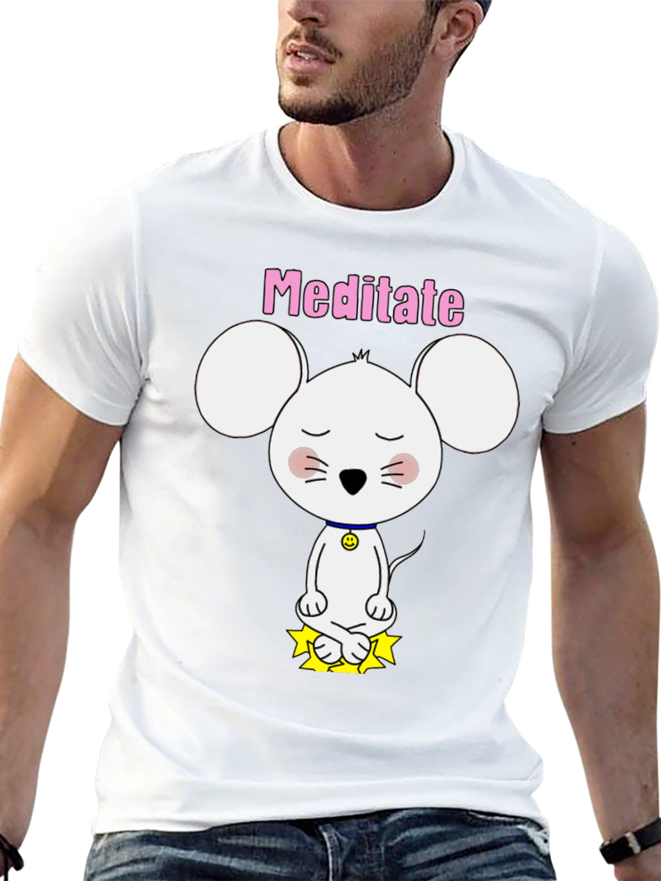 Meditate Mouse T-Shirt - Cute Yoga Cartoon Tee