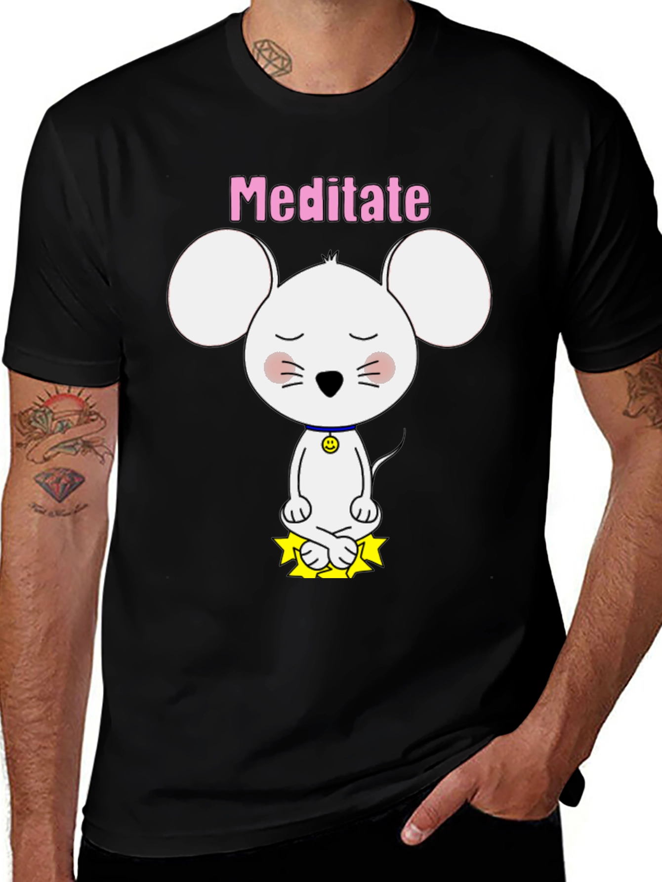 Meditate Mouse T-Shirt - Cute Yoga Cartoon Tee