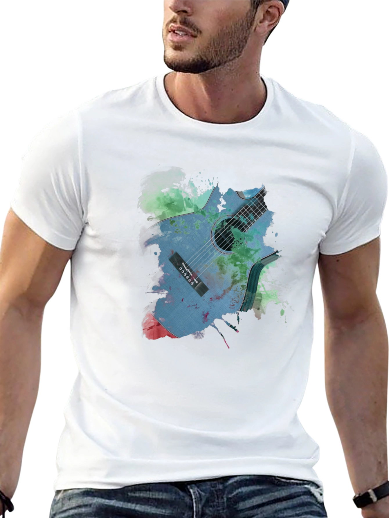 Guitar Splash Graphic Tee - Unique Artistic Design