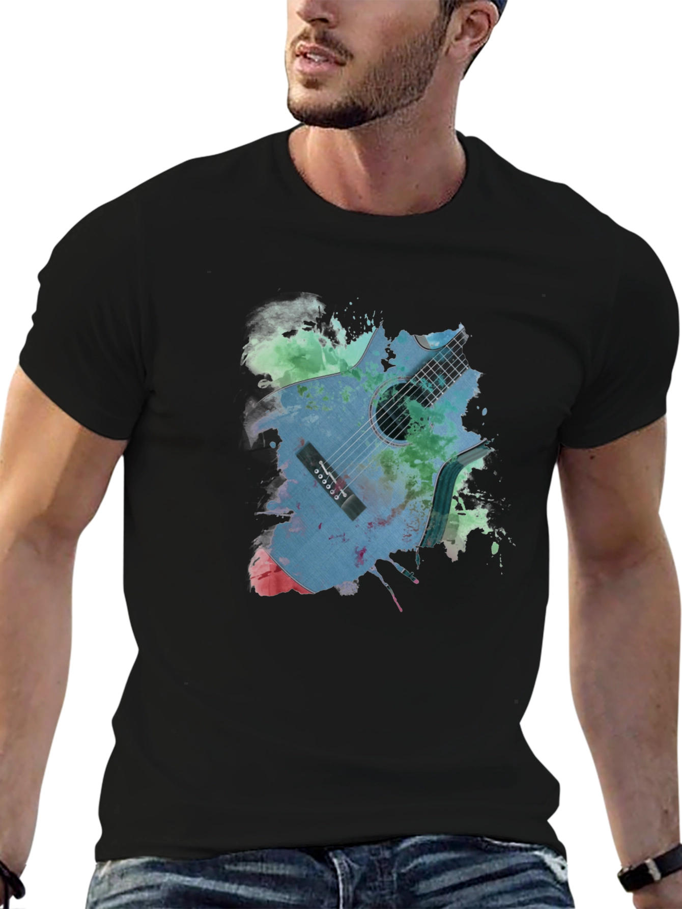 Guitar Splash Graphic Tee - Unique Artistic Design