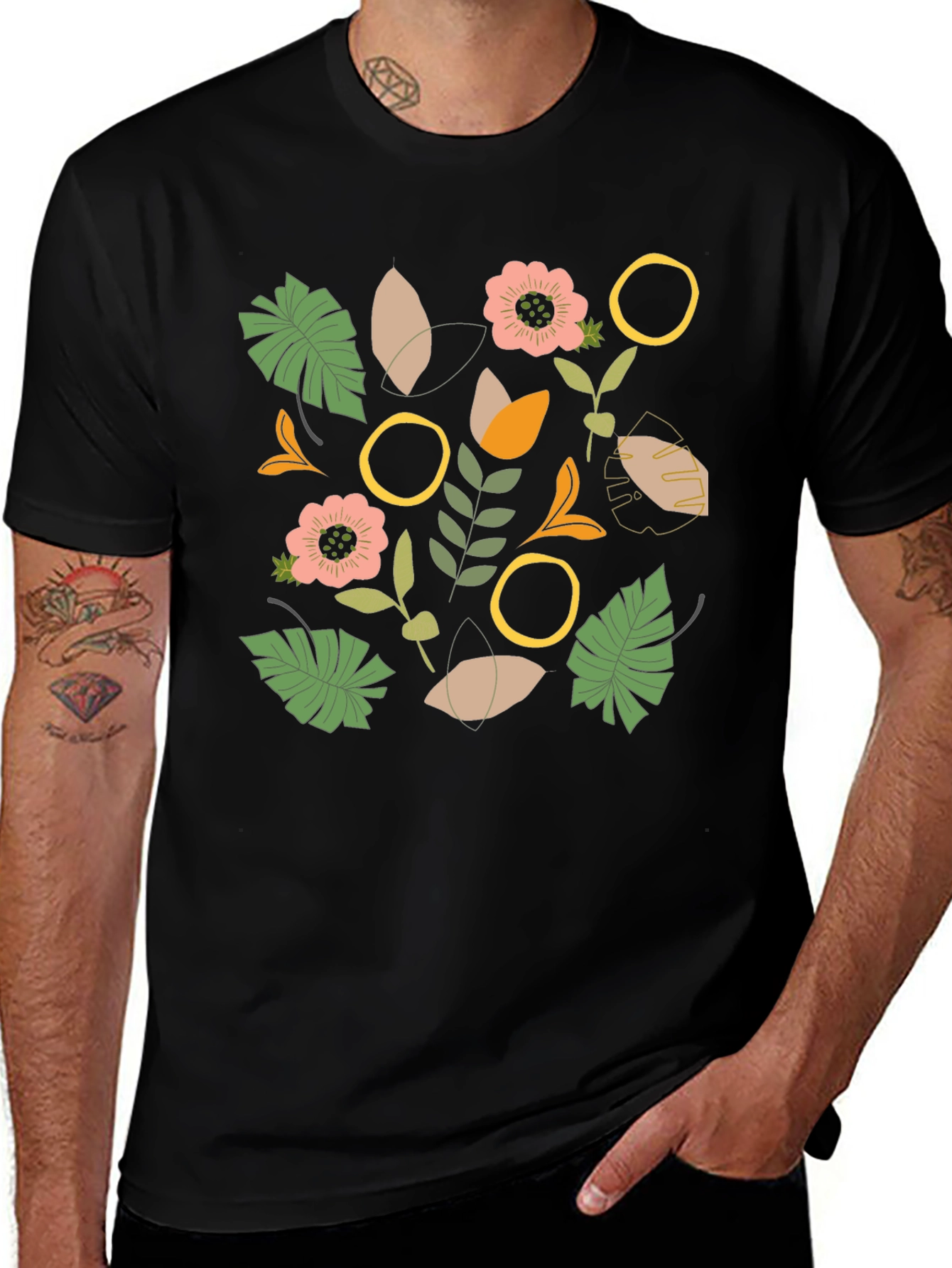 Botanical Graphic Black T-Shirt
