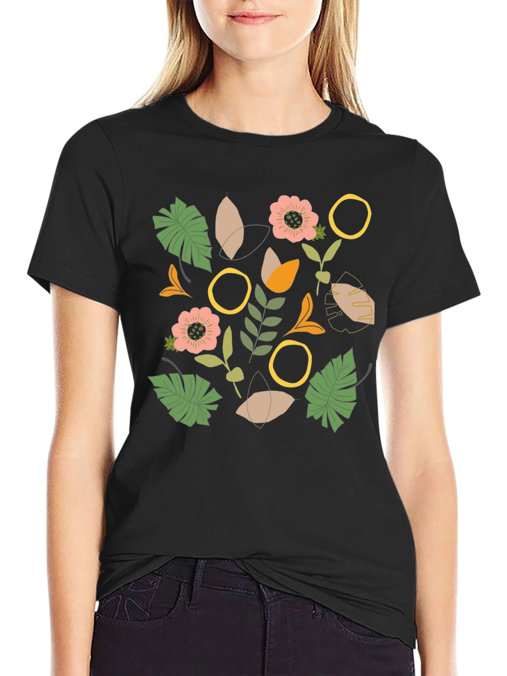 Botanical Graphic Black T-Shirt