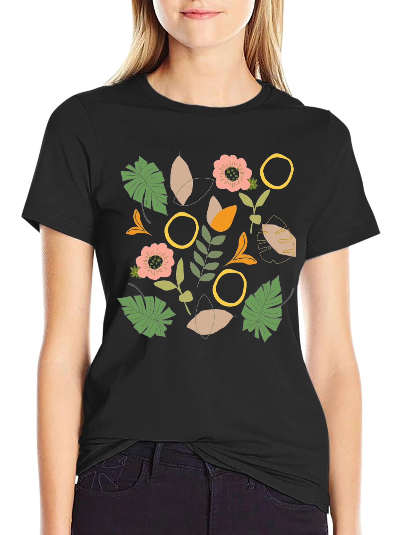 Botanical Graphic Black T-Shirt