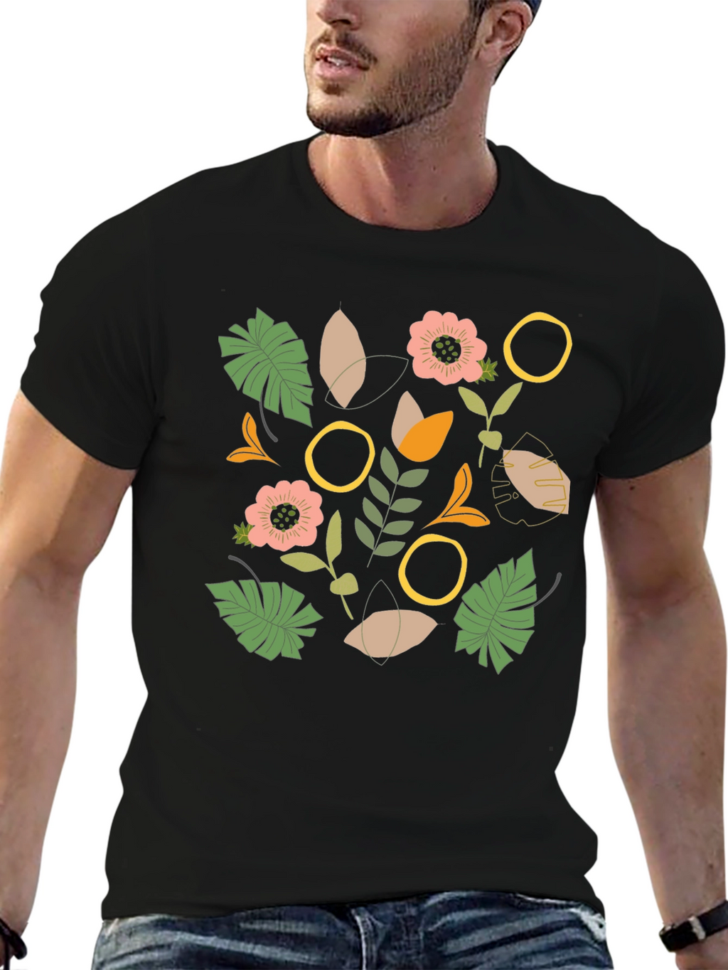 Botanical Graphic Black T-Shirt