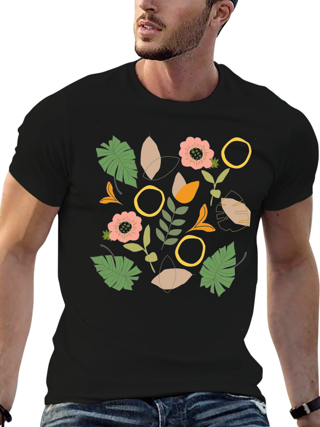 Botanical Graphic Black T-Shirt