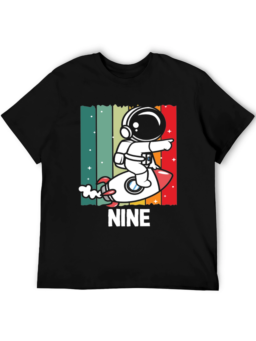 NINE Astronaut Rocket Birthday Shirt