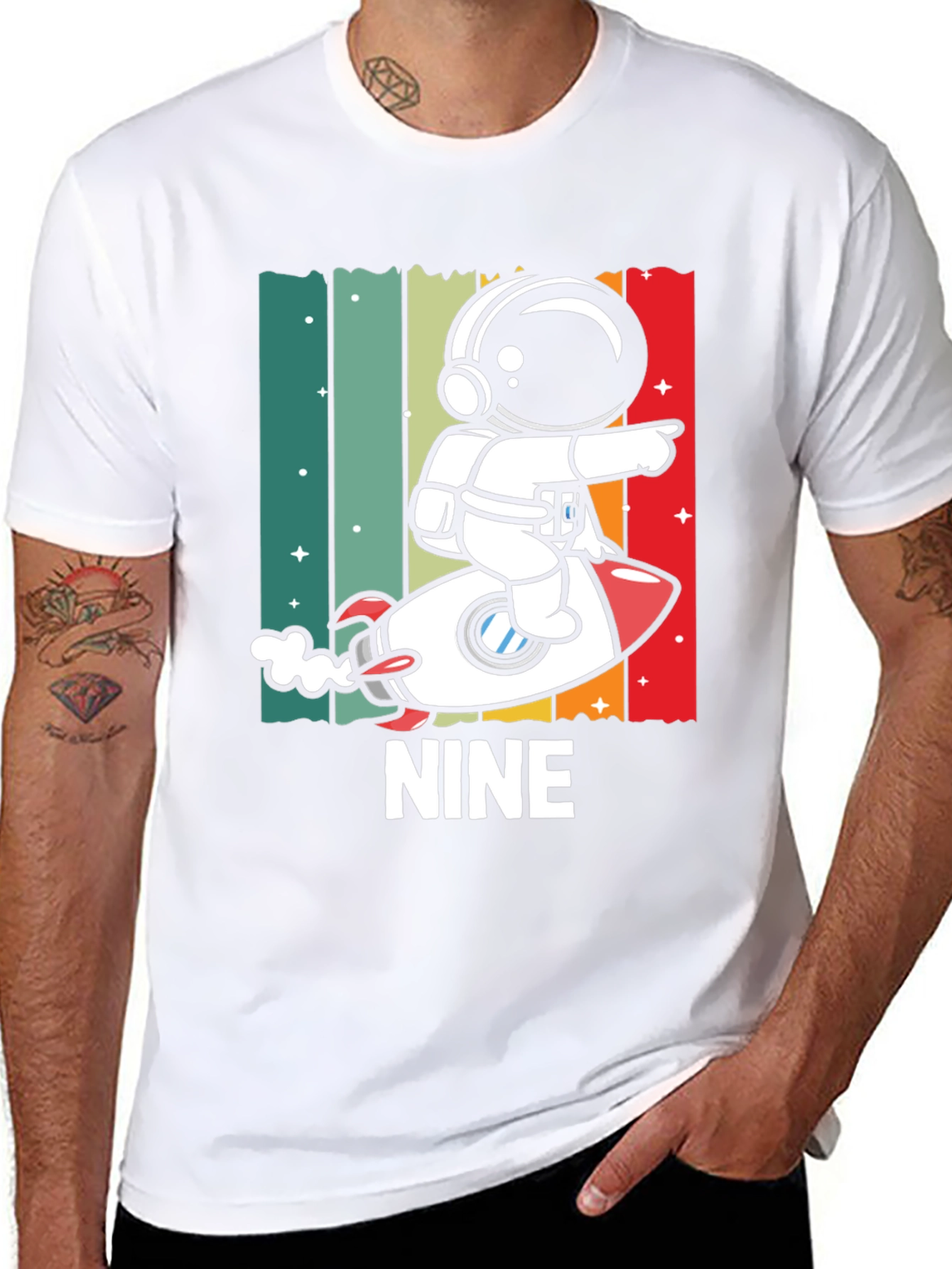 NINE Astronaut Rocket Birthday Shirt