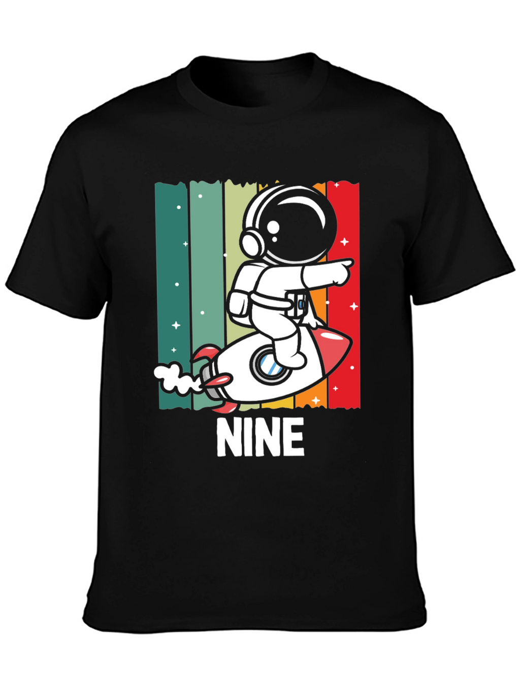 NINE Astronaut Rocket Birthday Shirt