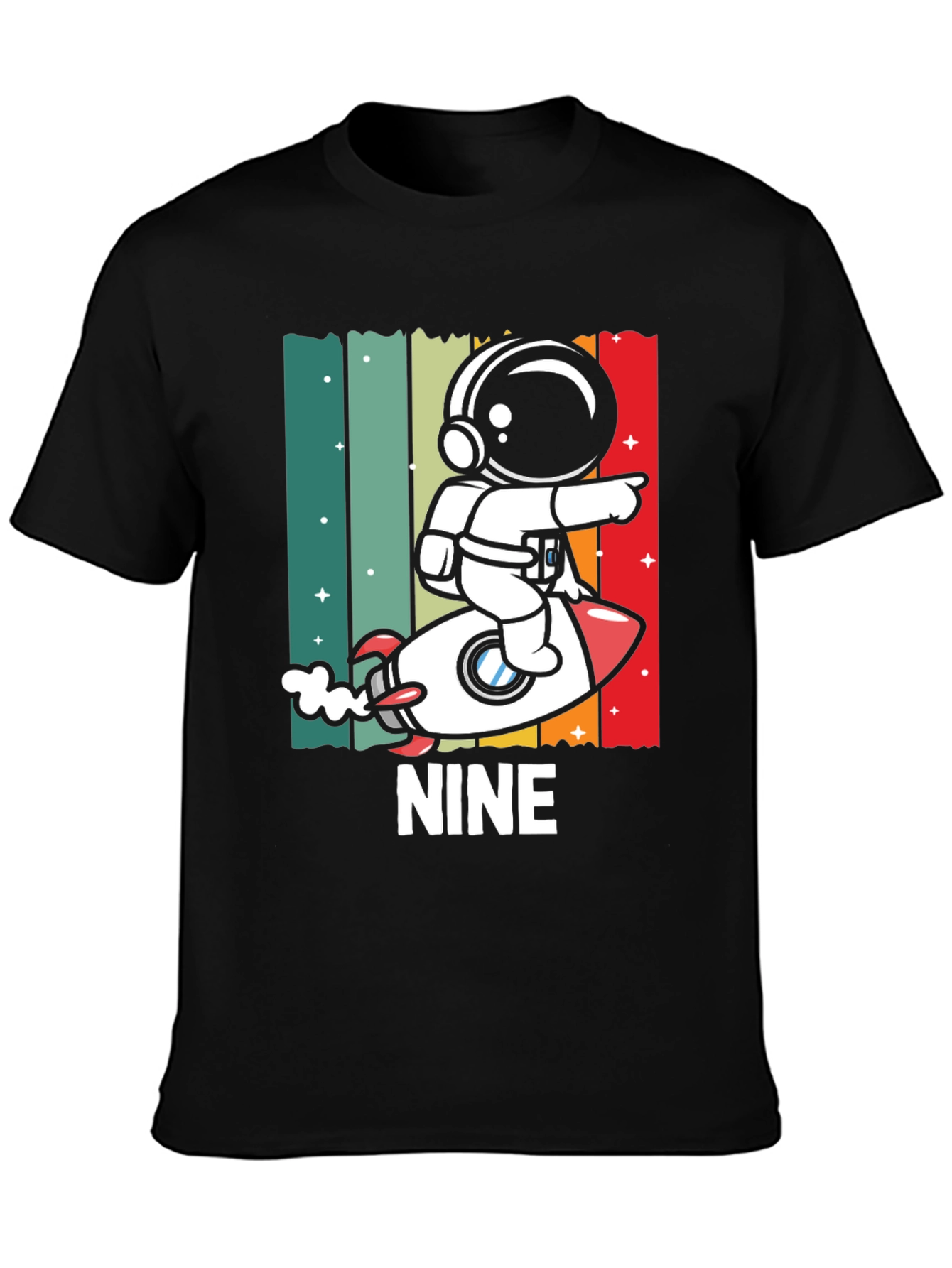 NINE Astronaut Rocket Birthday Shirt