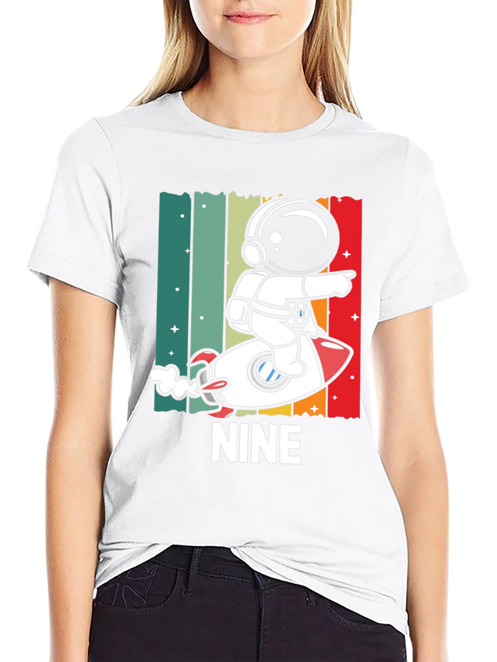NINE Astronaut Rocket Birthday Shirt
