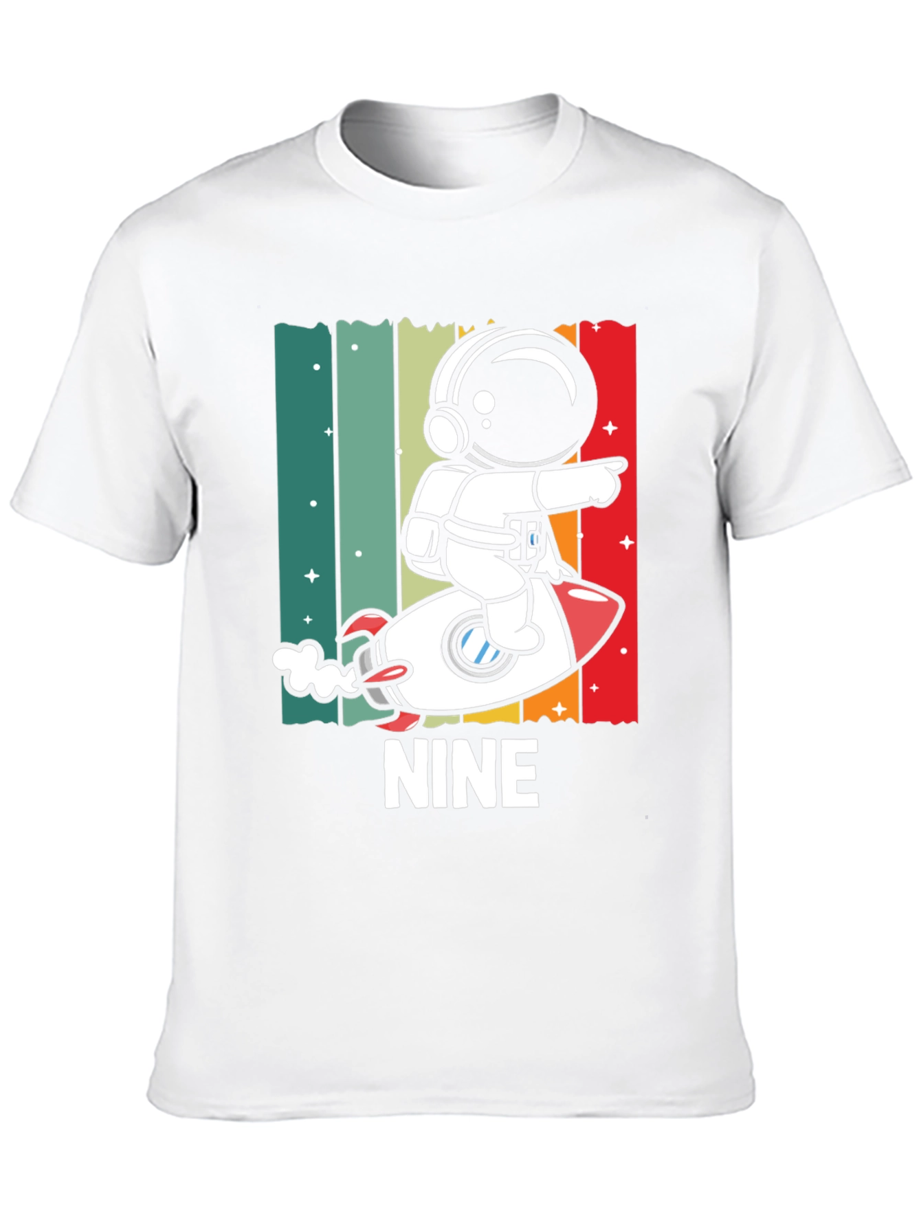NINE Astronaut Rocket Birthday Shirt