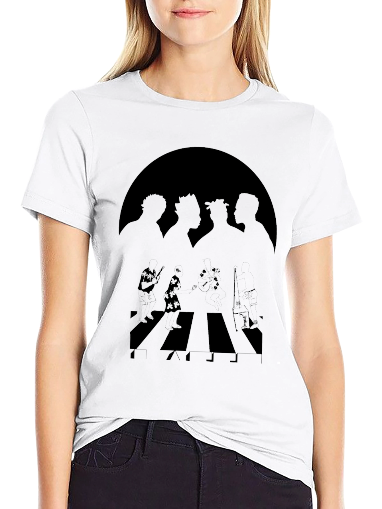 One Piece Abbey Road Style Black T-Shirt