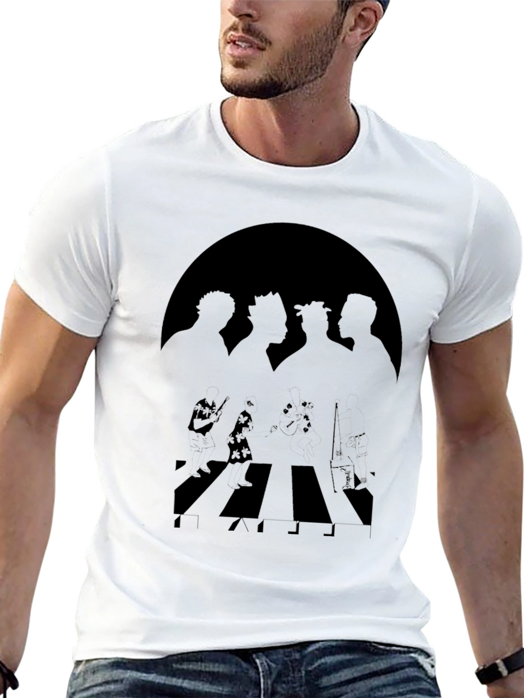 One Piece Abbey Road Style Black T-Shirt