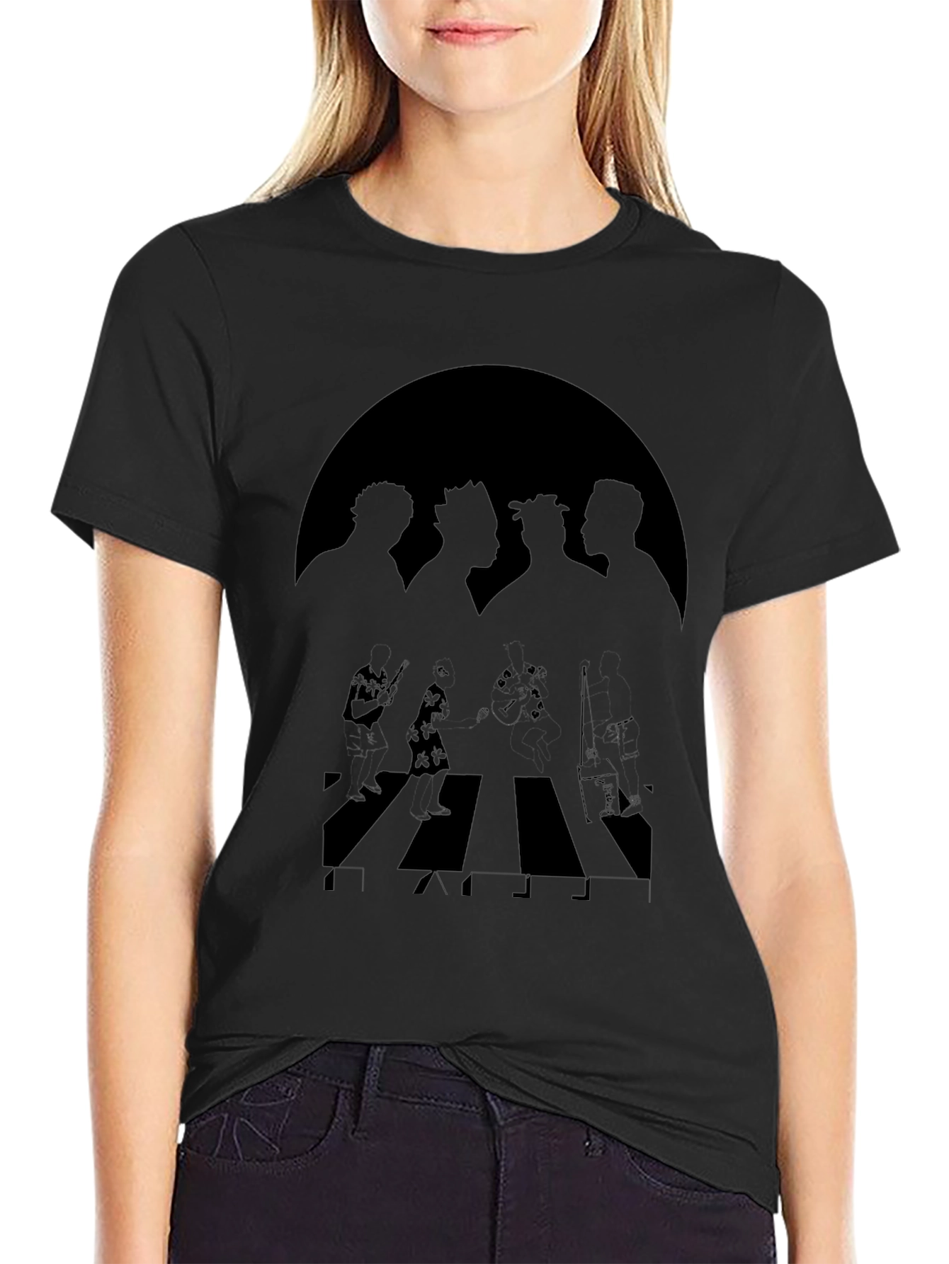 One Piece Abbey Road Style Black T-Shirt