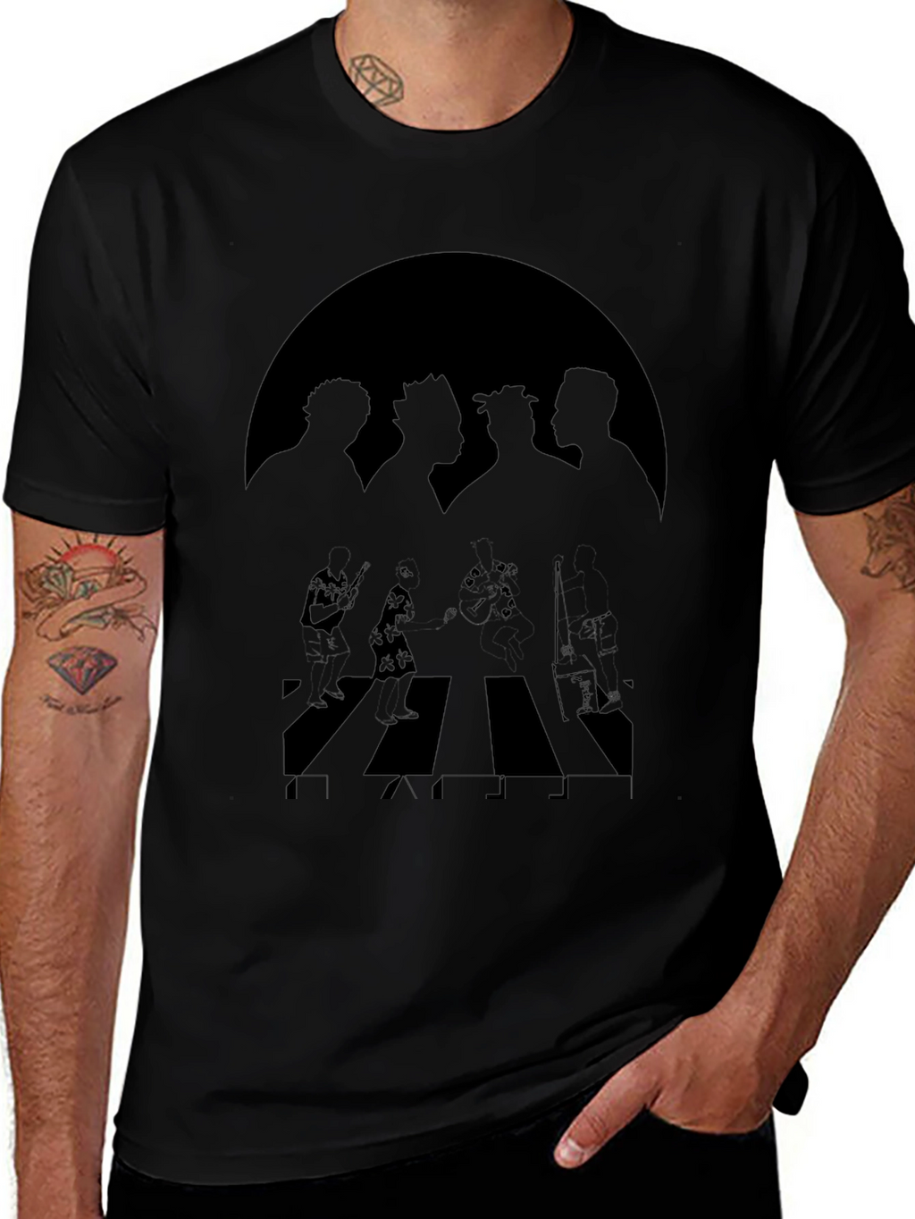 One Piece Abbey Road Style Black T-Shirt